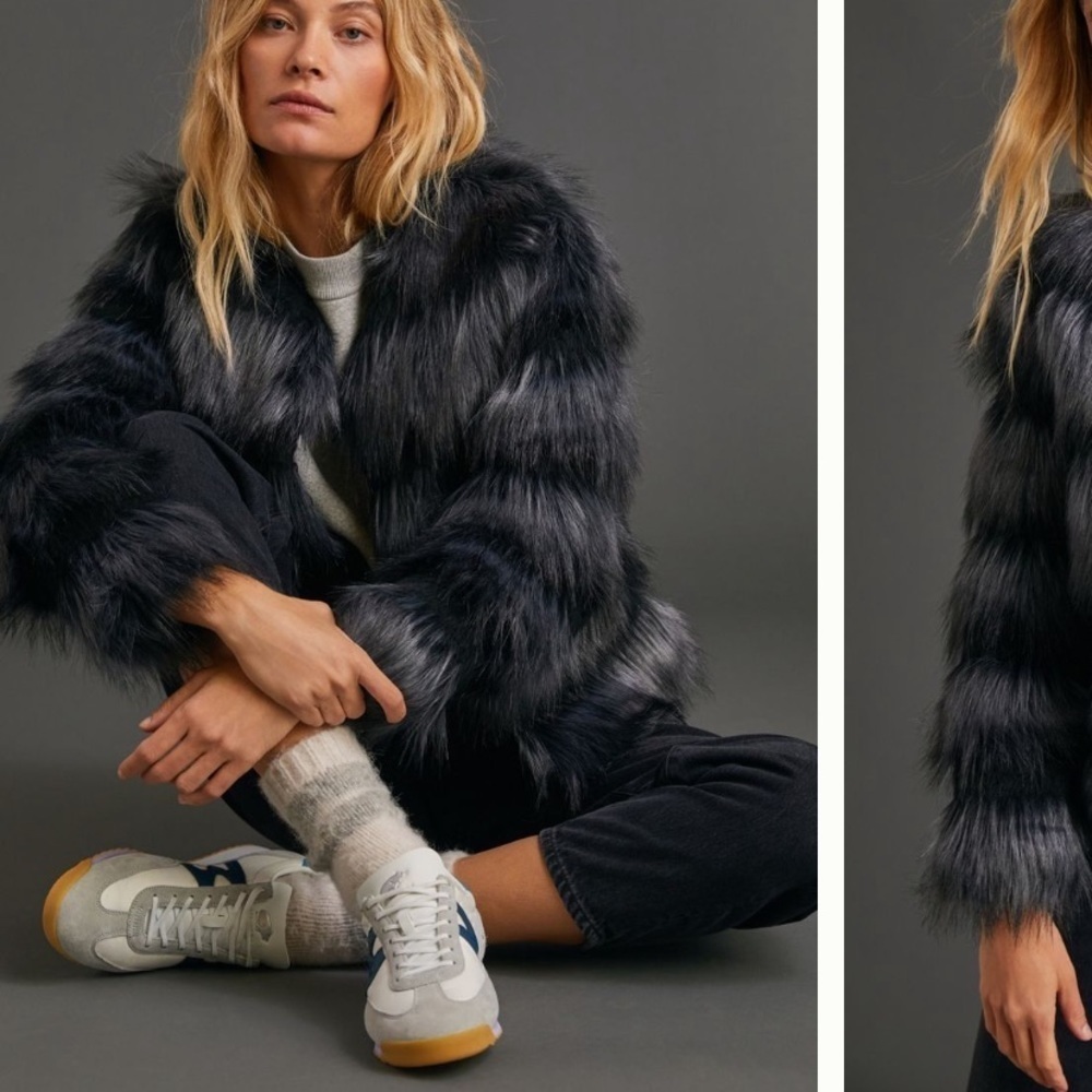 RARE!!!! ANTHROPOLOGIE NWT Unreal Fur Faux Fur Jacket Size M. - Picture 3 of 12